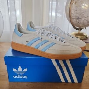 NIB Adidas Handball Spezial Light Gray With Light Blue Stripe